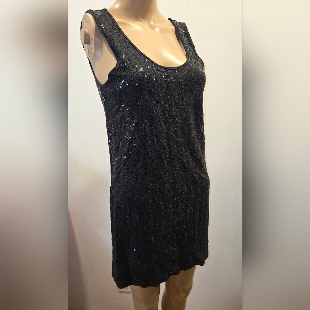 Black Sequin Tank Dress - Large